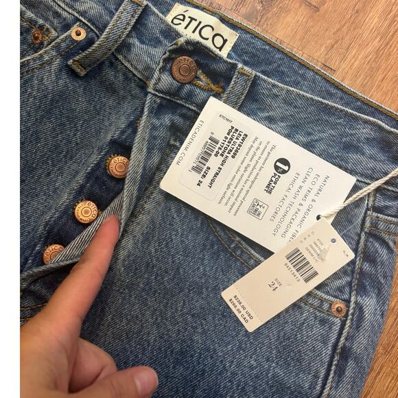 NWT Etica Leia Ultra High Rise Straight Jean In Bluestone Size 24 - Picture 6 of 10